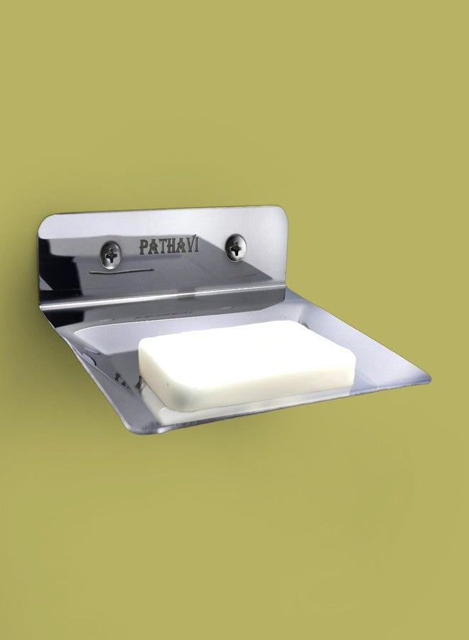 Pathavi Stainless Steel Wall Mounted Bathroom Soap Holder - Rust-Proof, Space-Saving Design for Bathroom & Kitchen, Long Lasting, (Chrome, Pack of 3) - Image 1